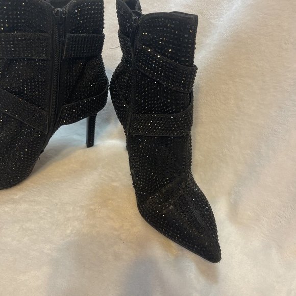 READ DESC GIANNI BINI Jewel Heel Dress Booties Ankle Boots Fabric Upper Gray 7M - Picture 12 of 12